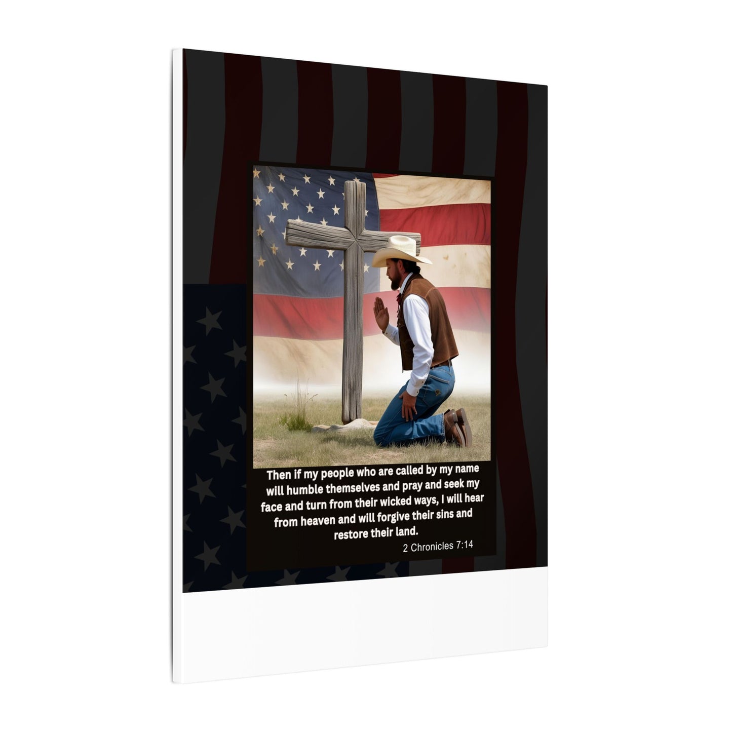 Patriotic Prayer Canvas Art, Inspirational Wall Decor, Christian Home Decor, Faith-Based Gift, Rustic Country Decor, 2 Chronicles 7:14