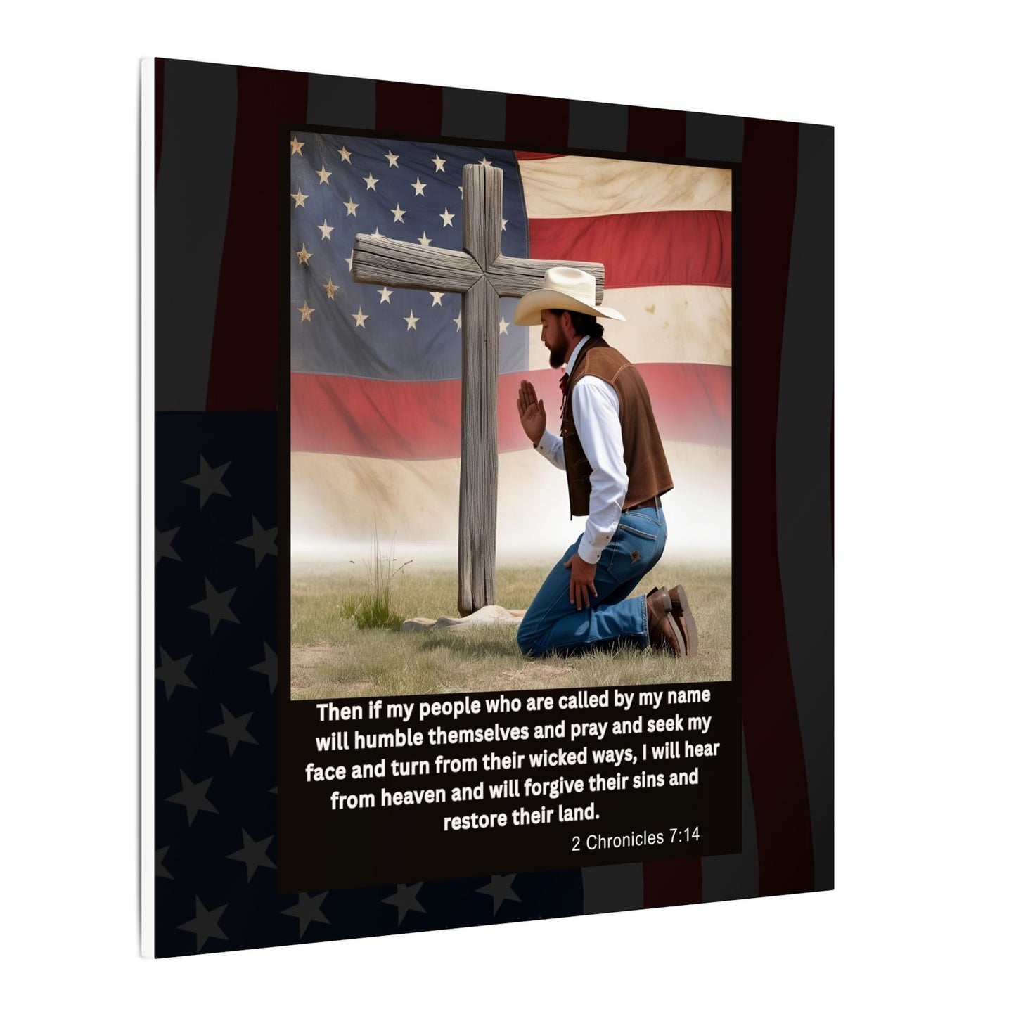 Patriotic Prayer Canvas Art, Inspirational Wall Decor, Christian Home Decor, Faith-Based Gift, Rustic Country Decor, 2 Chronicles 7:14