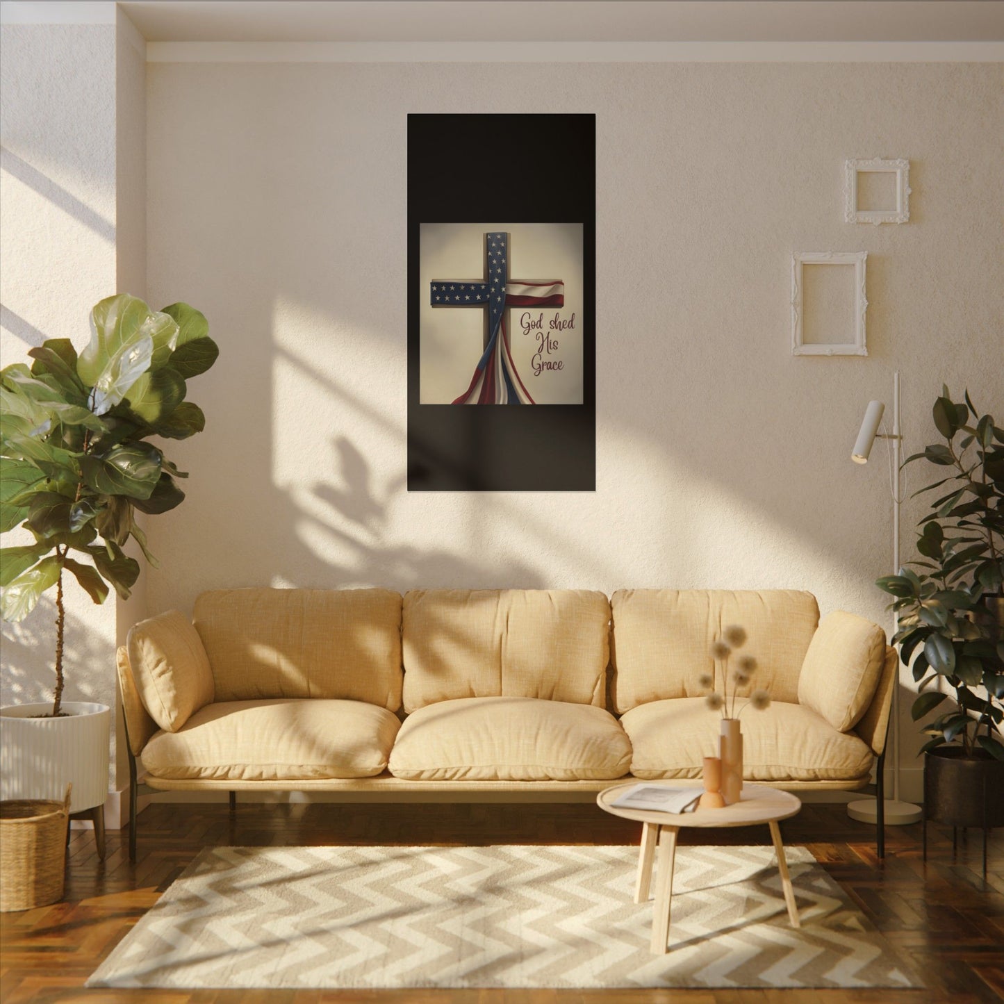 Inspirational Religious Canvas Art - 'God Shed His Grace' Wall Decor
