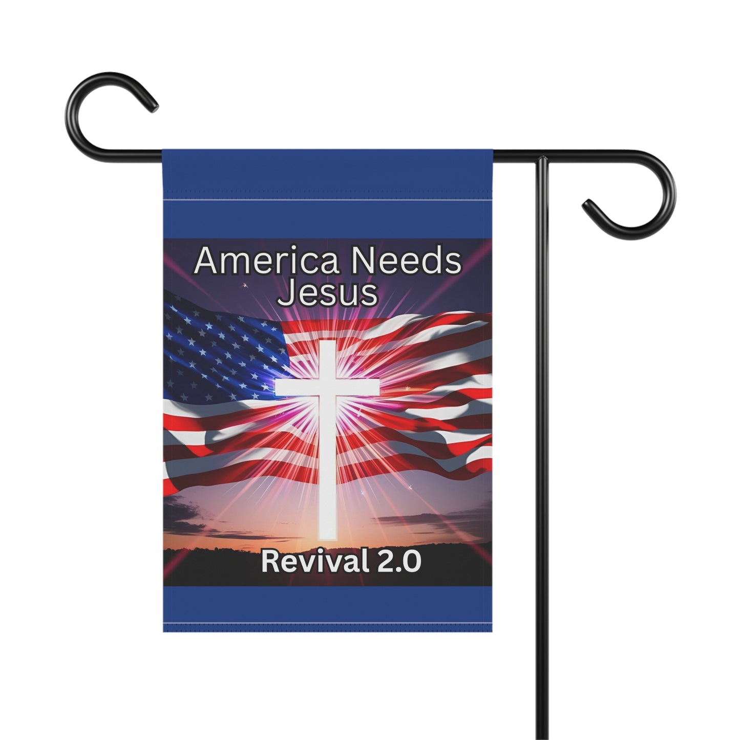 Inspirational Garden & House Banner - 'America Needs Jesus - Revival 2.0'
