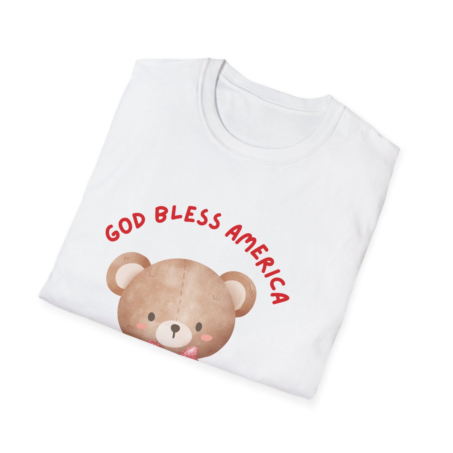 God Bless America Bear T-Shirt, Unisex T-Shirt, Cute Teddy Bear Tee, Patriotic Apparel, 4th of July Shirt, Gifts for Kids