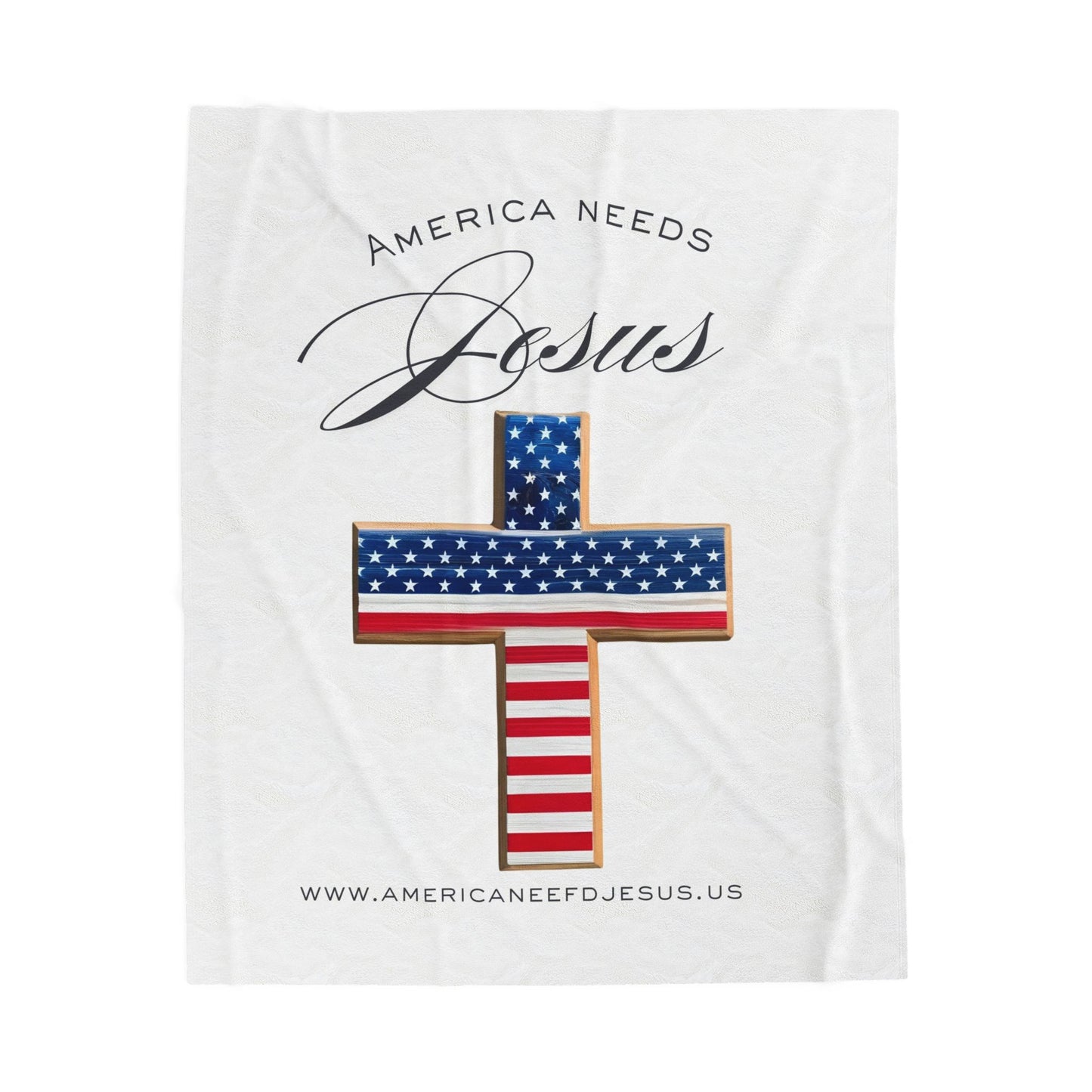 Cozy Velveteen Plush Blanket - 'America Needs Jesus' Faith-Inspired Throw