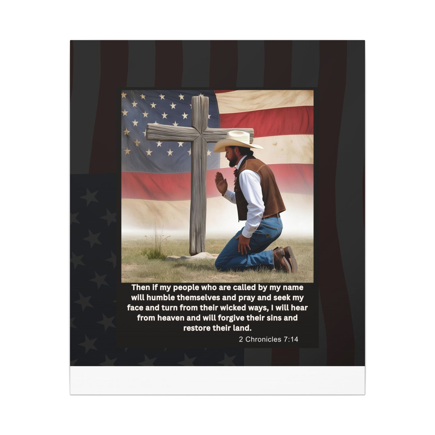 Patriotic Prayer Canvas Art, Inspirational Wall Decor, Christian Home Decor, Faith-Based Gift, Rustic Country Decor, 2 Chronicles 7:14