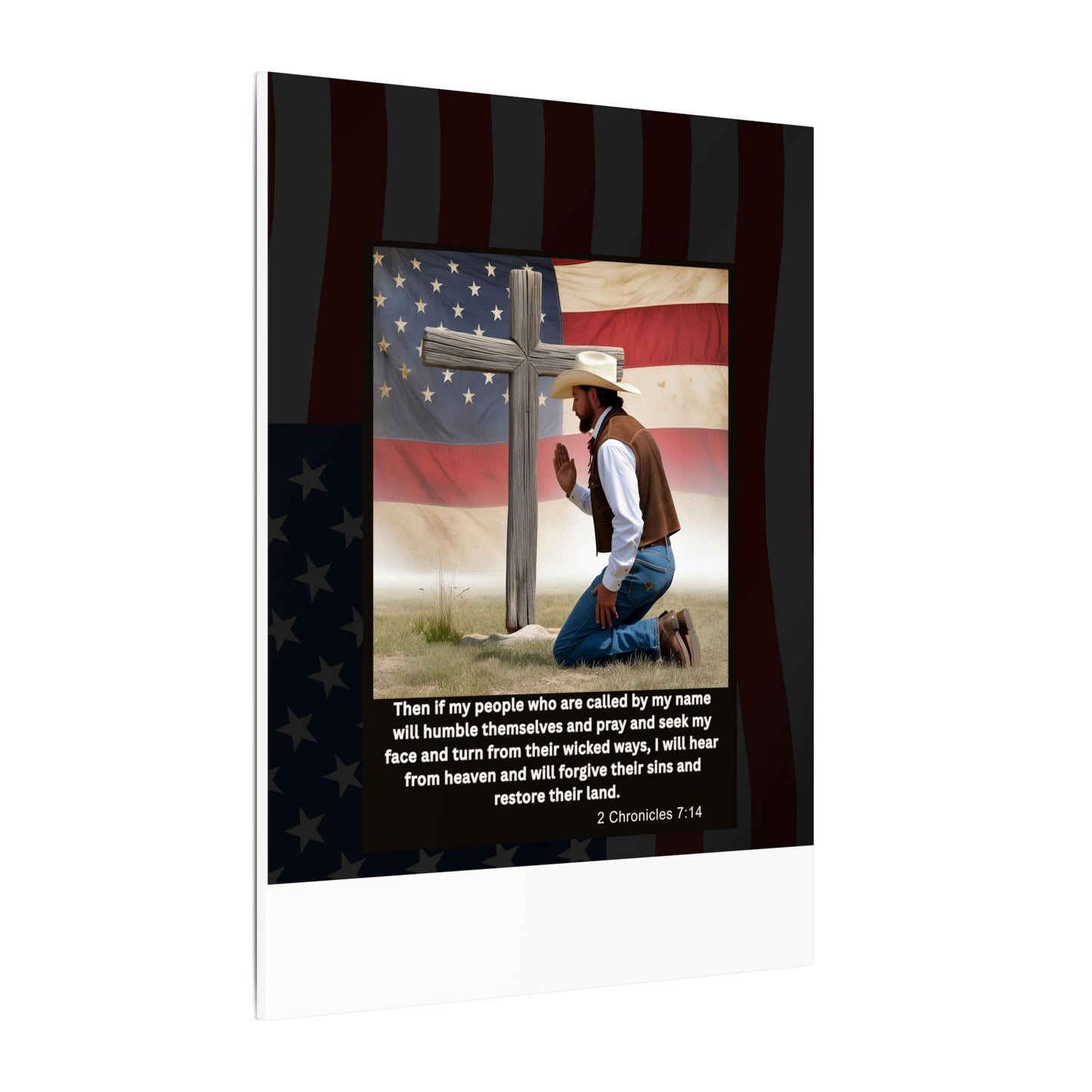 Patriotic Prayer Canvas Art, Inspirational Wall Decor, Christian Home Decor, Faith-Based Gift, Rustic Country Decor, 2 Chronicles 7:14