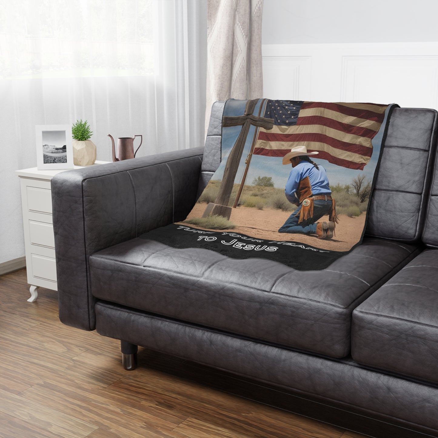 Inspirational Minky Blanket - Turn Your Heart to Jesus