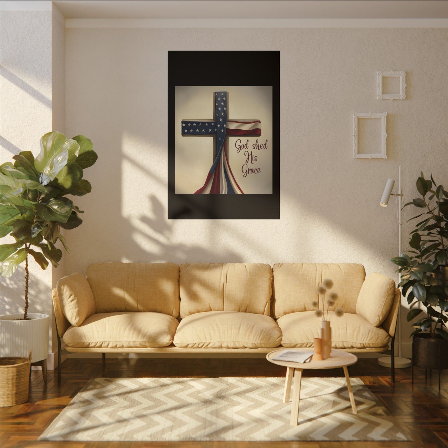 Inspirational Religious Canvas Art - 'God Shed His Grace' Wall Decor