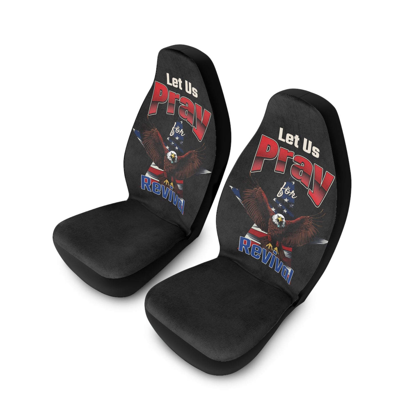 Pray for Revival Car Seat Covers, Polyester Car Interiors, Faith-Based Auto Accessories, Stylish Car Decor, Religious Gifts for Drivers