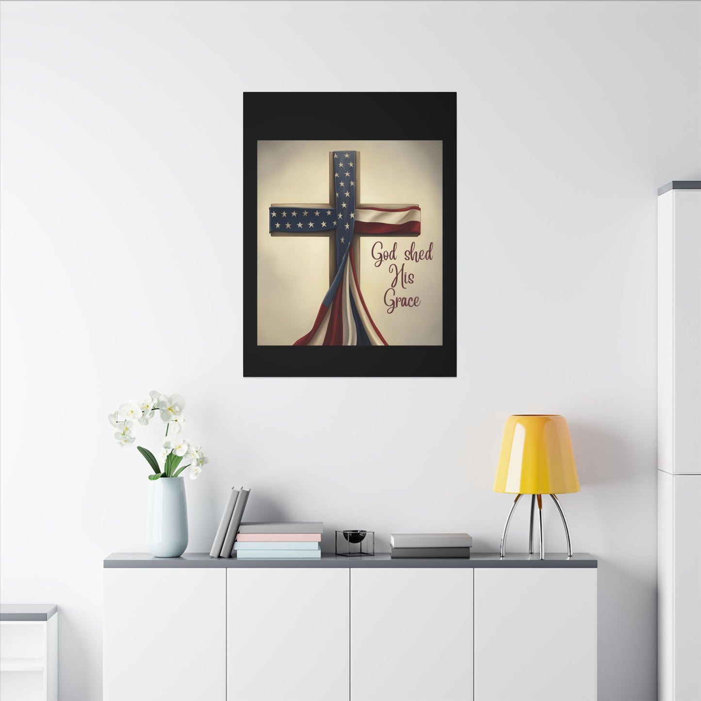 Inspirational Religious Canvas Art - 'God Shed His Grace' Wall Decor