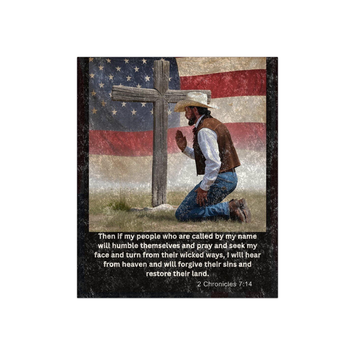Inspirational Crushed Velvet Blanket - Faith & Patriotism Design
