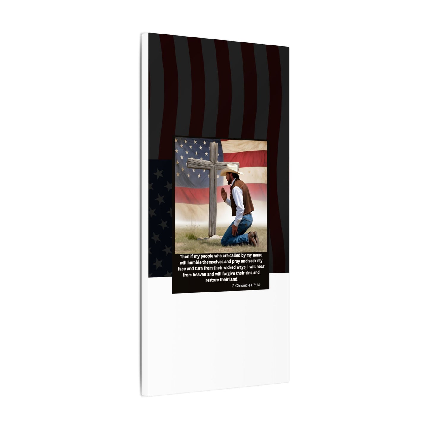 Patriotic Prayer Canvas Art, Inspirational Wall Decor, Christian Home Decor, Faith-Based Gift, Rustic Country Decor, 2 Chronicles 7:14