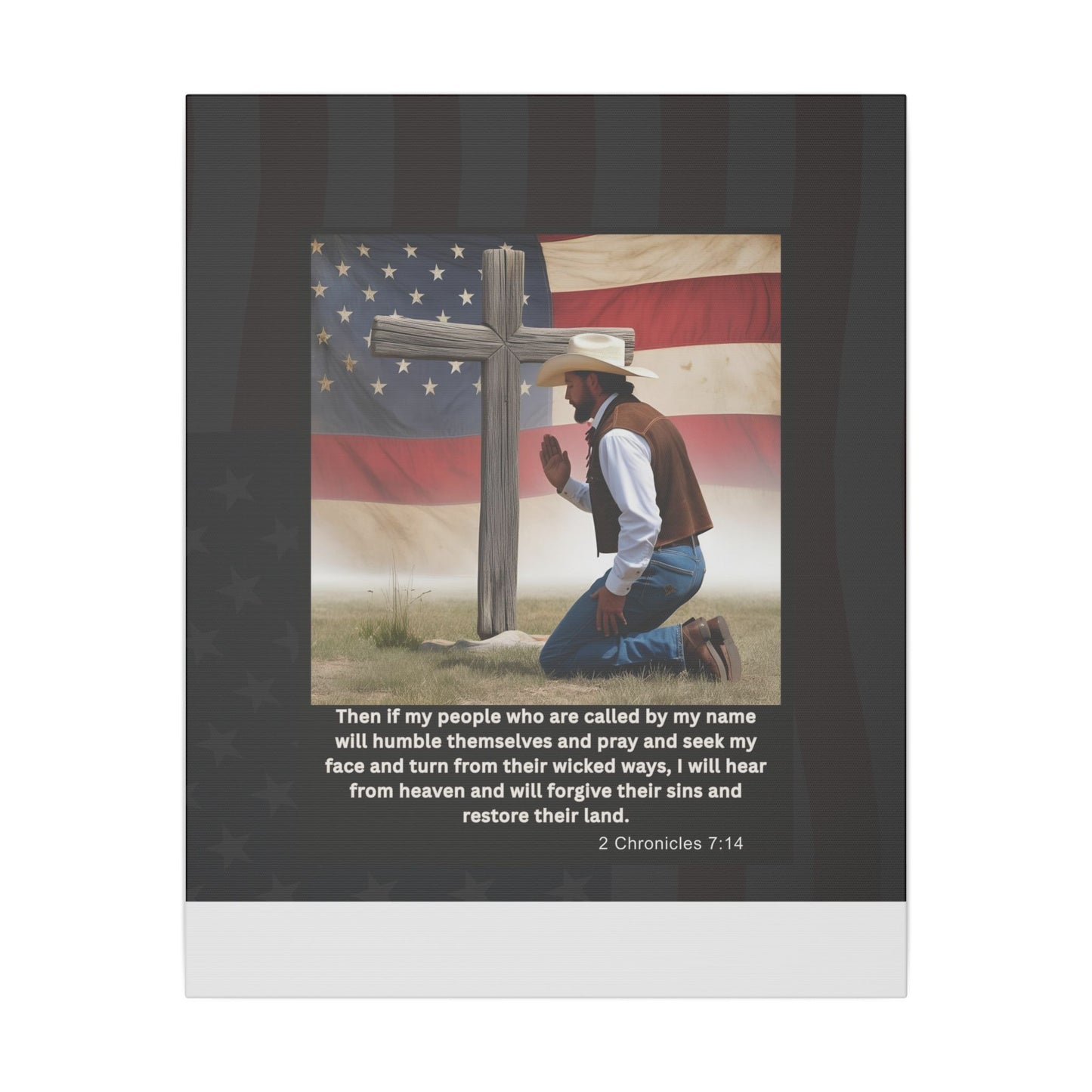Patriotic Prayer Canvas Art, Inspirational Wall Decor, Christian Home Decor, Faith-Based Gift, Rustic Country Decor, 2 Chronicles 7:14