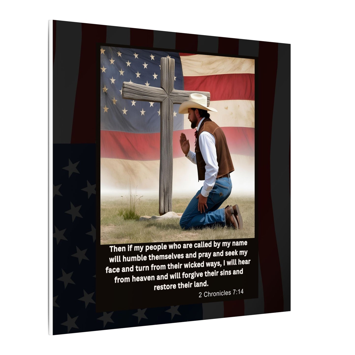 Patriotic Prayer Canvas Art, Inspirational Wall Decor, Christian Home Decor, Faith-Based Gift, Rustic Country Decor, 2 Chronicles 7:14