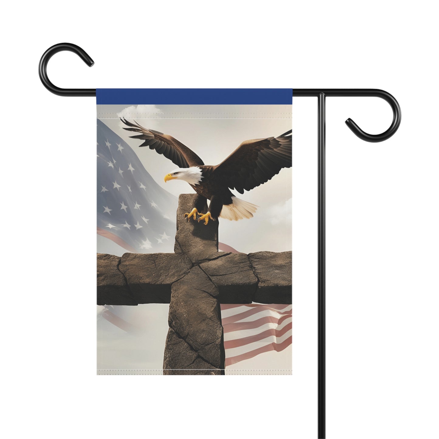 Patriotic Garden Banner with Eagle and Cross, Home Decor, Yard Art, Outdoor Decoration, Memorial Day, July 4th