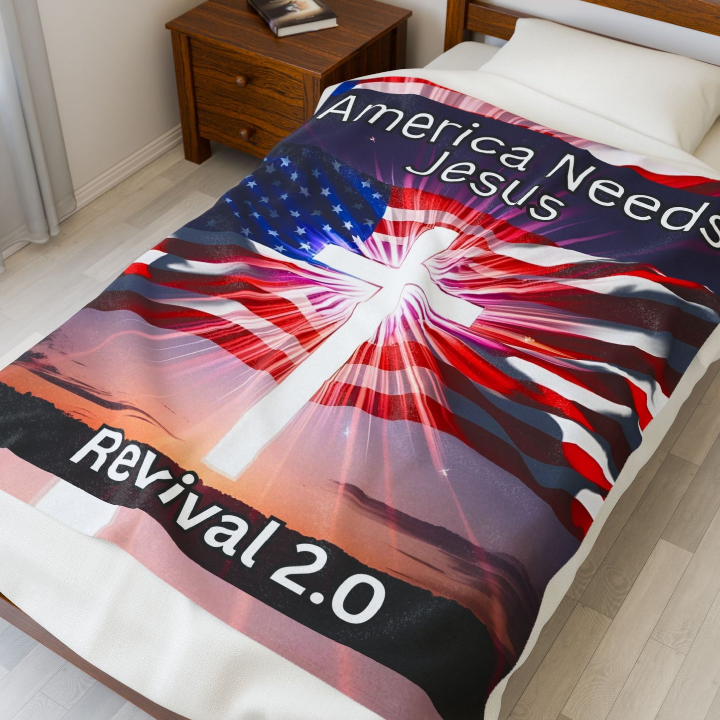 America Needs Jesus Plush Blanket | Inspirational Home Decor