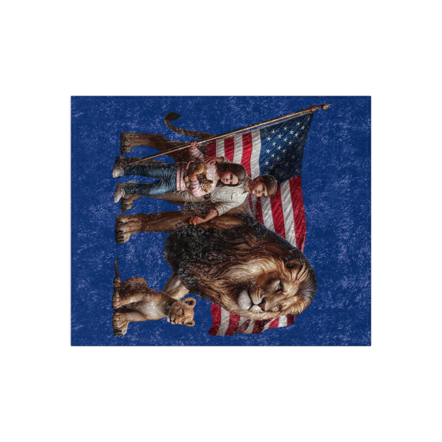 Crushed Velvet Blanket Children and Lion