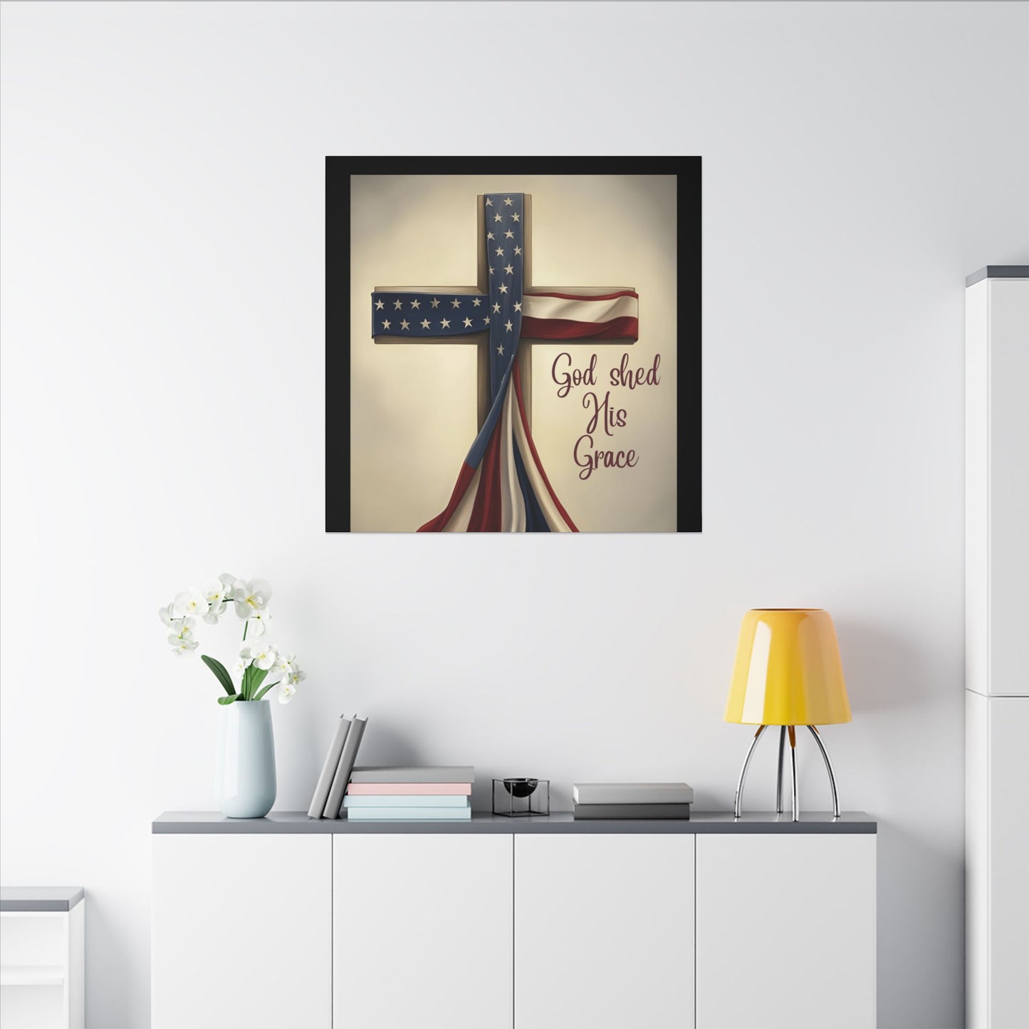 Inspirational Religious Canvas Art - 'God Shed His Grace' Wall Decor