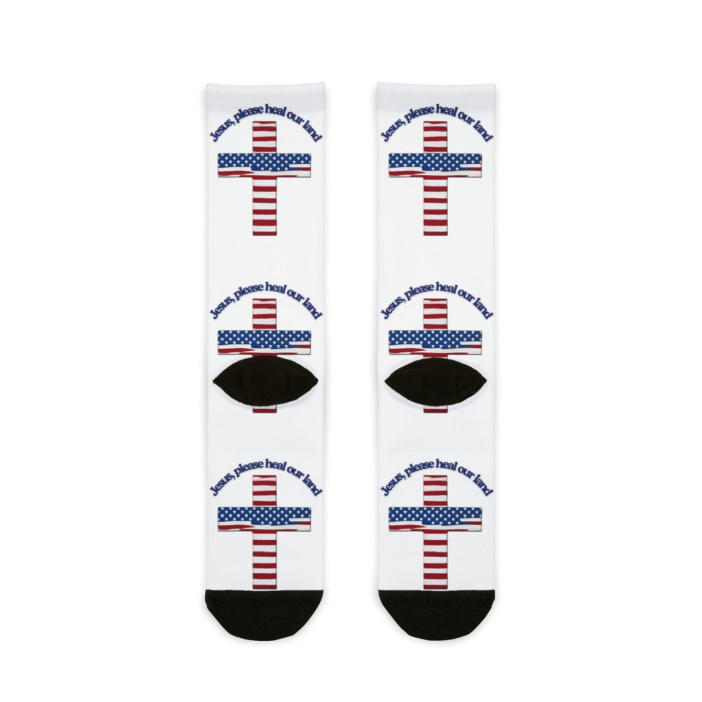 Patriotic Faith Crew Socks, USA Flag Socks, Religious Socks, Christian Gifts, Holiday Accessories