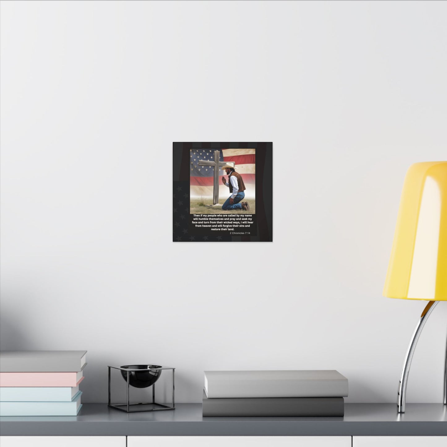 Patriotic Prayer Canvas Art, Inspirational Wall Decor, Christian Home Decor, Faith-Based Gift, Rustic Country Decor, 2 Chronicles 7:14