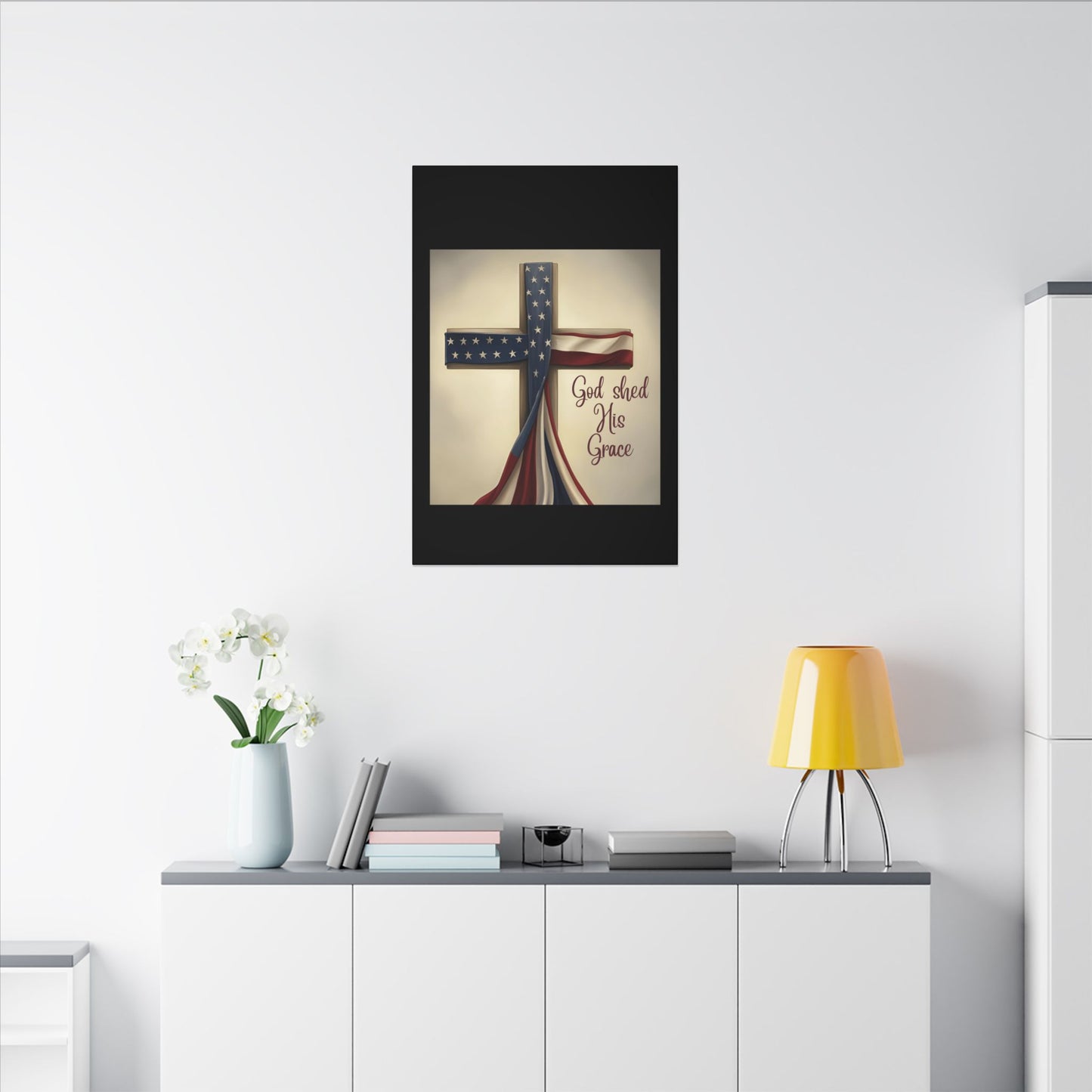 Inspirational Religious Canvas Art - 'God Shed His Grace' Wall Decor