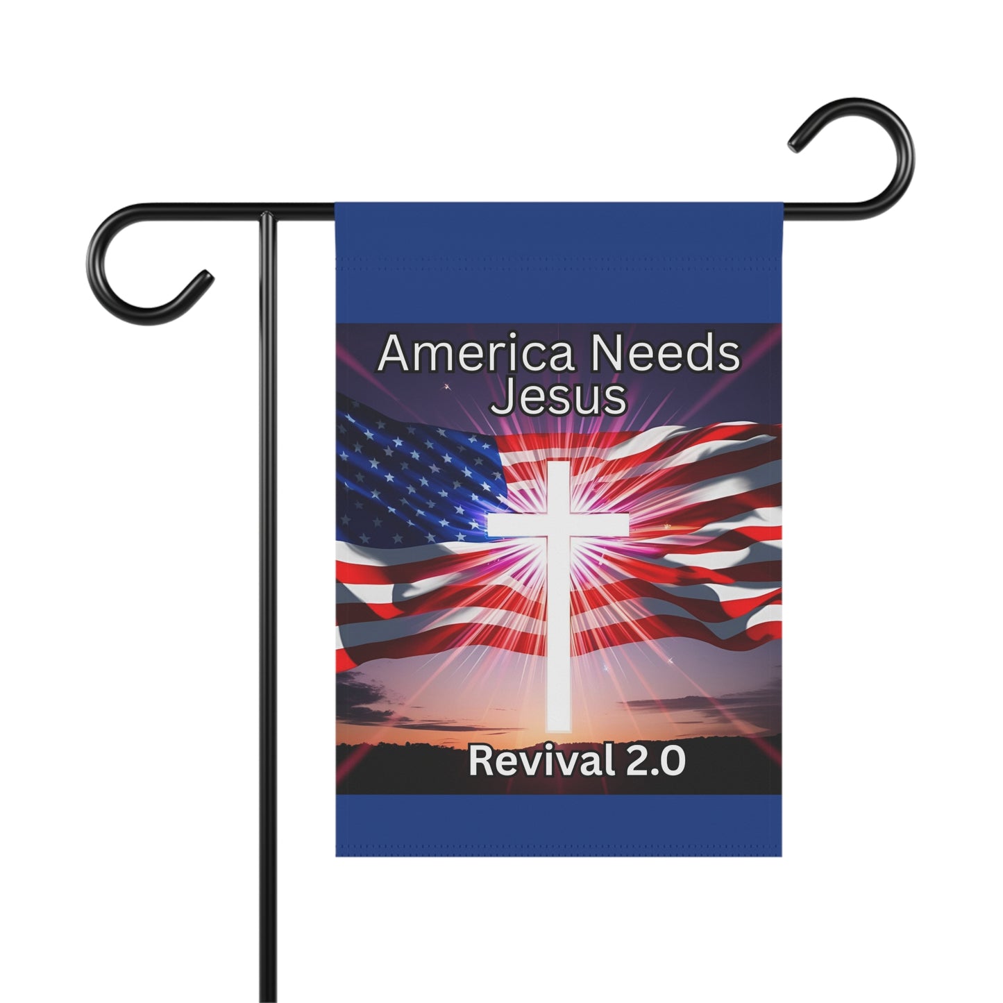 Inspirational Garden & House Banner - 'America Needs Jesus - Revival 2.0'