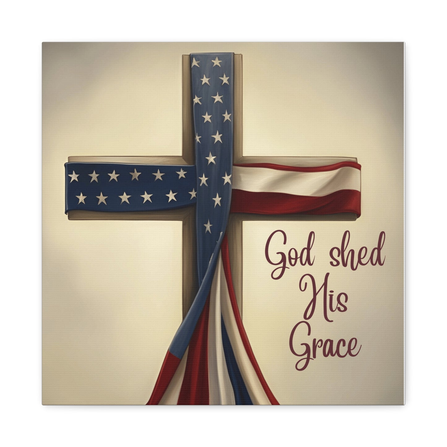 Faith-Inspired Wall Art, Religious Home Decor, Christian Gift, Inspirational Canvas Print, Patriotic Decor, God Shed His Grace