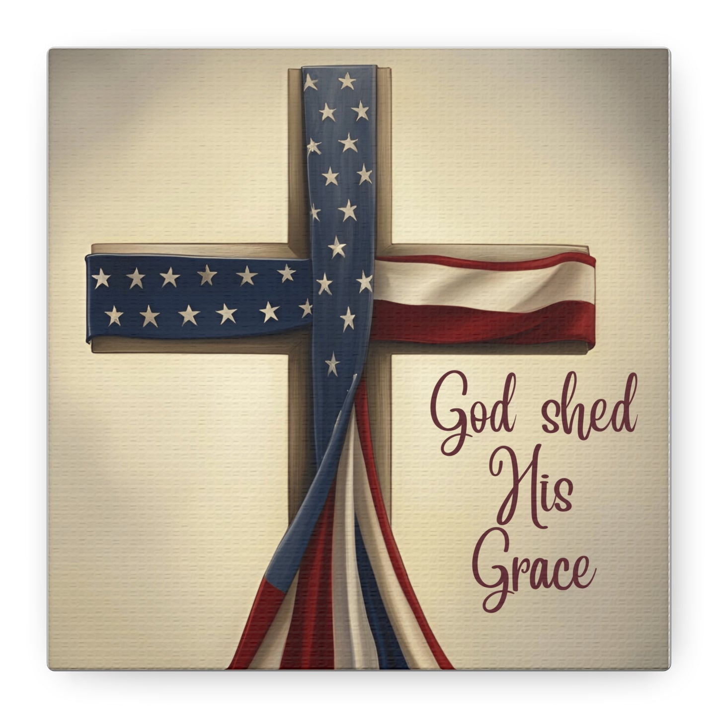 Faith-Inspired Wall Art, Religious Home Decor, Christian Gift, Inspirational Canvas Print, Patriotic Decor, God Shed His Grace