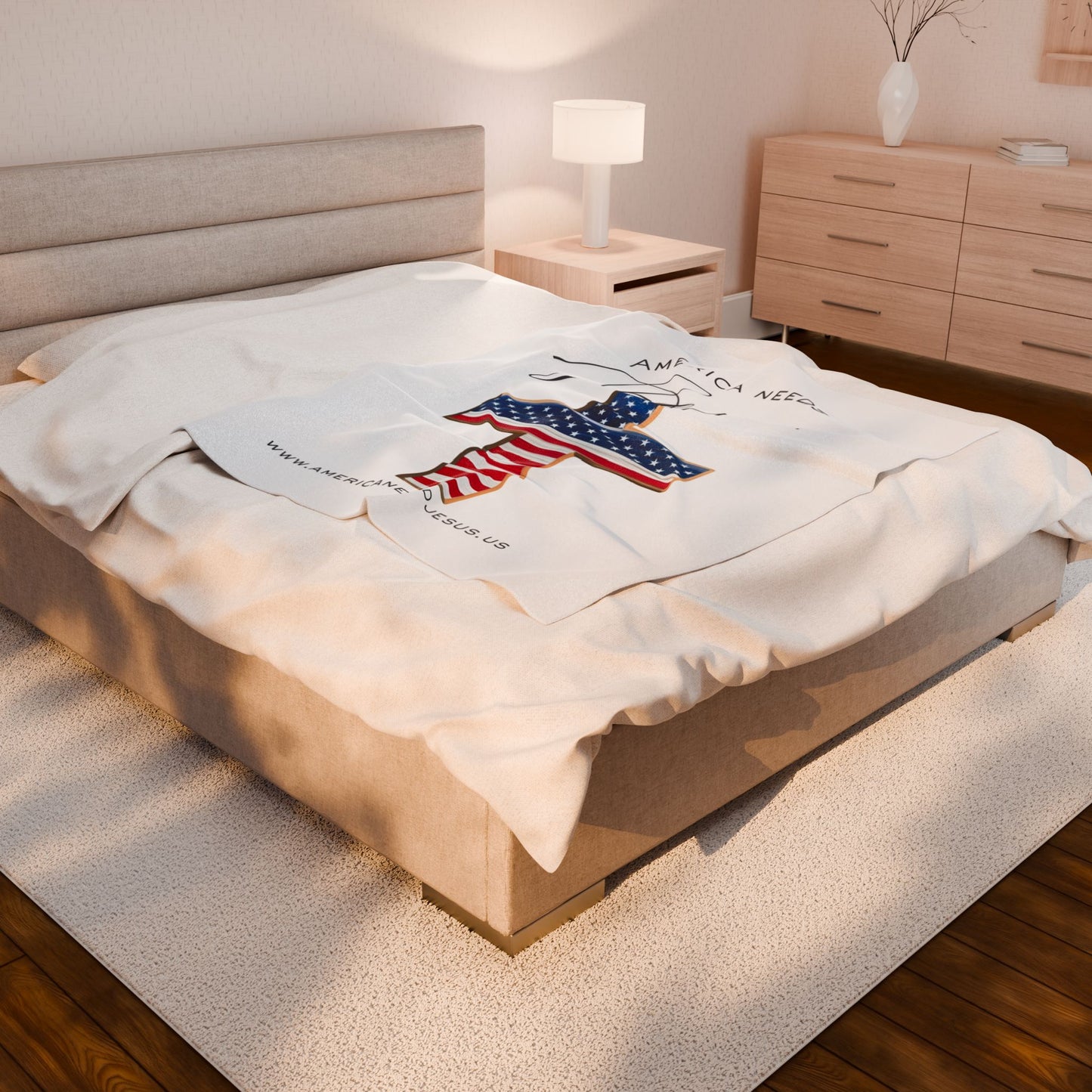 Cozy Velveteen Plush Blanket - 'America Needs Jesus' Faith-Inspired Throw