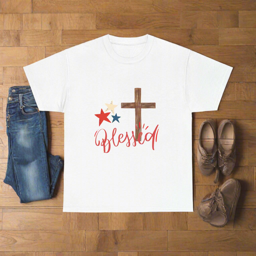 Blessed Unisex Heavy Cotton Tee, Inspirational Shirt, Christian T-Shirt, Faith Shirt, Religious Gift, Casual Wear
