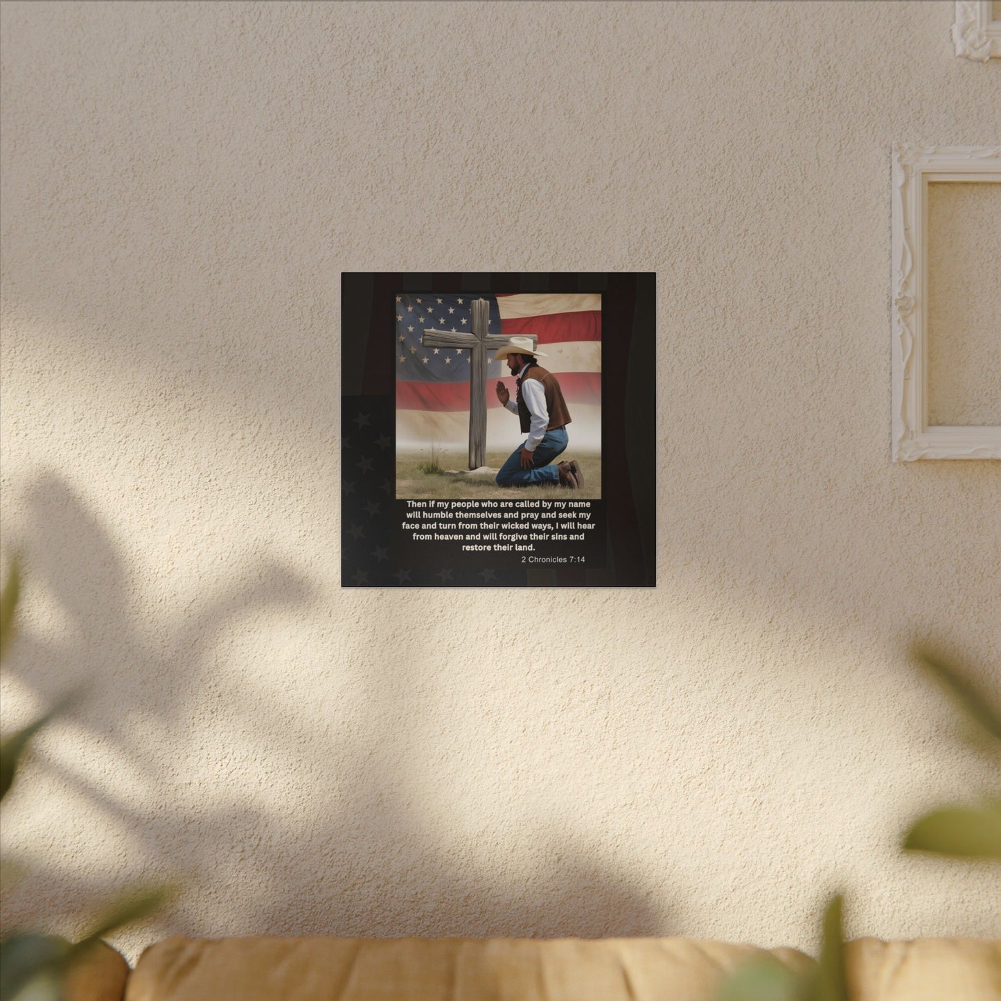 Patriotic Prayer Canvas Art, Inspirational Wall Decor, Christian Home Decor, Faith-Based Gift, Rustic Country Decor, 2 Chronicles 7:14