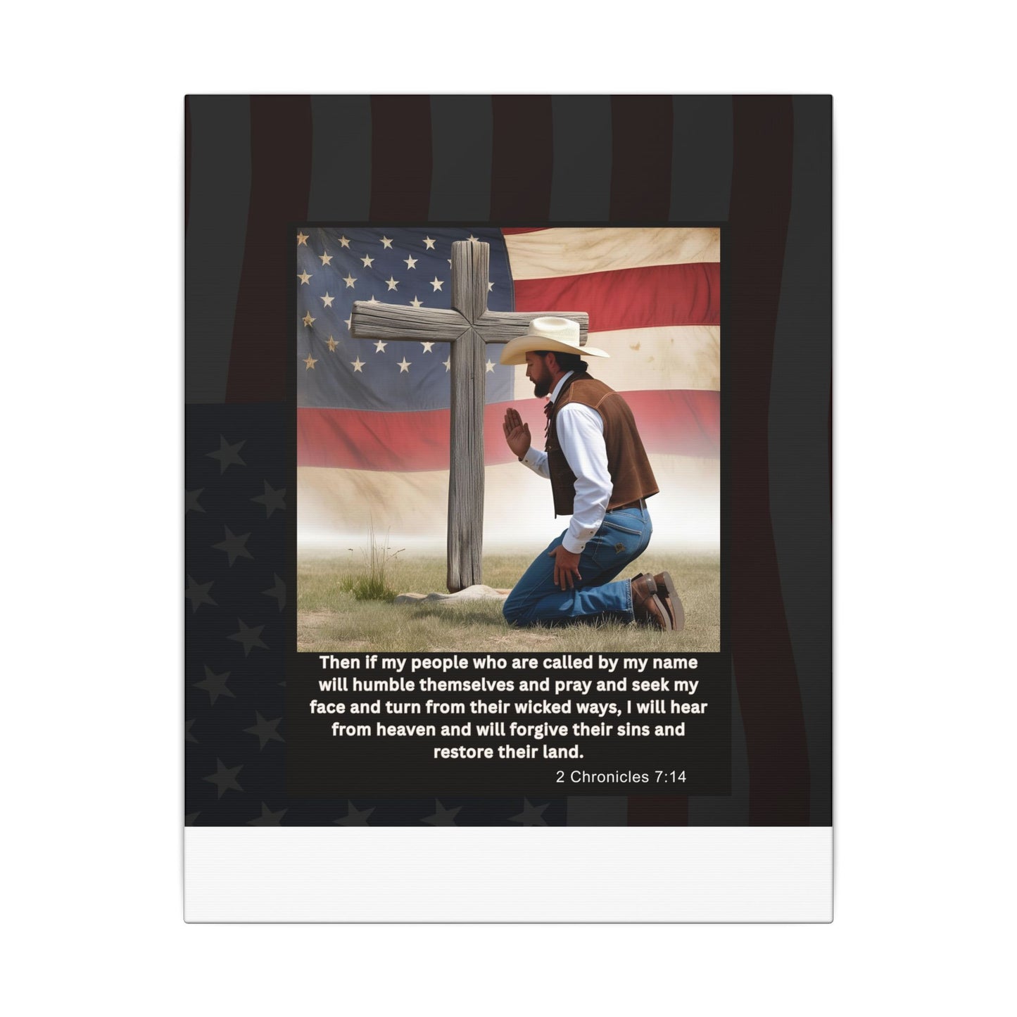 Patriotic Prayer Canvas Art, Inspirational Wall Decor, Christian Home Decor, Faith-Based Gift, Rustic Country Decor, 2 Chronicles 7:14