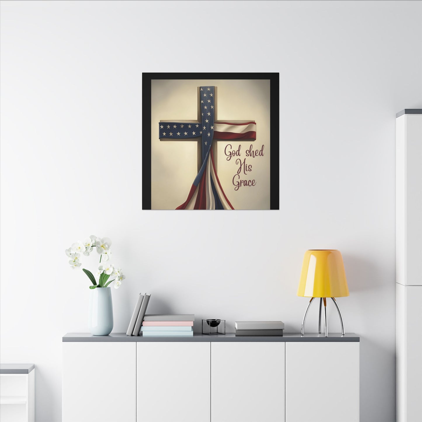 Inspirational Religious Canvas Art - 'God Shed His Grace' Wall Decor