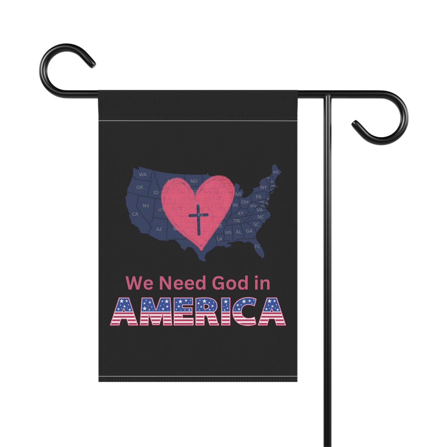 Patriotic Faith Garden Flag, Outdoor Decor, Christian Yard Banner, We Need God in America Sign, USA Love Banner, Home & Garden