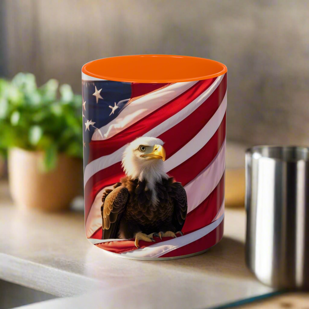 Patriotic Eagle Coffee Mug - Perfect USA Gift for Veterans, Independence Day, Memorial Day, Home Decor, Coffee Lovers