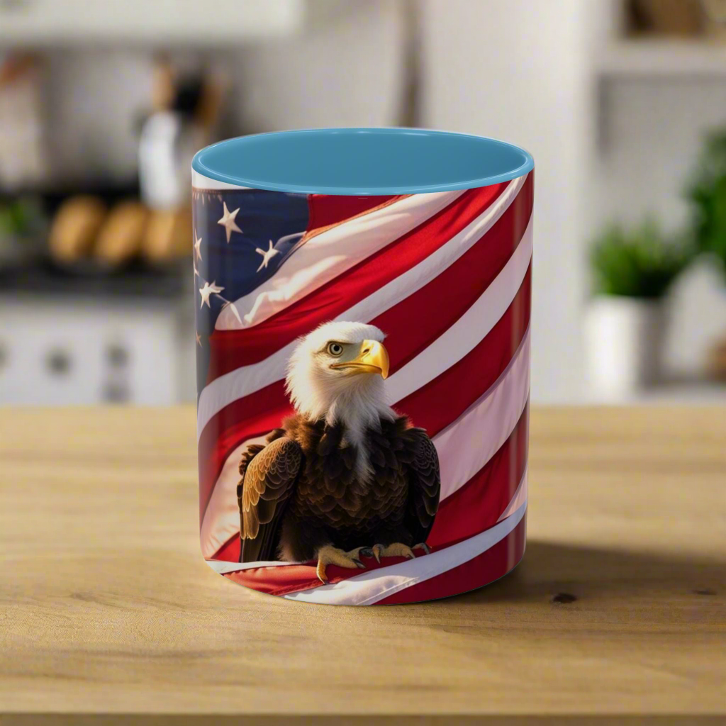 Patriotic Eagle Coffee Mug - Perfect USA Gift for Veterans, Independence Day, Memorial Day, Home Decor, Coffee Lovers