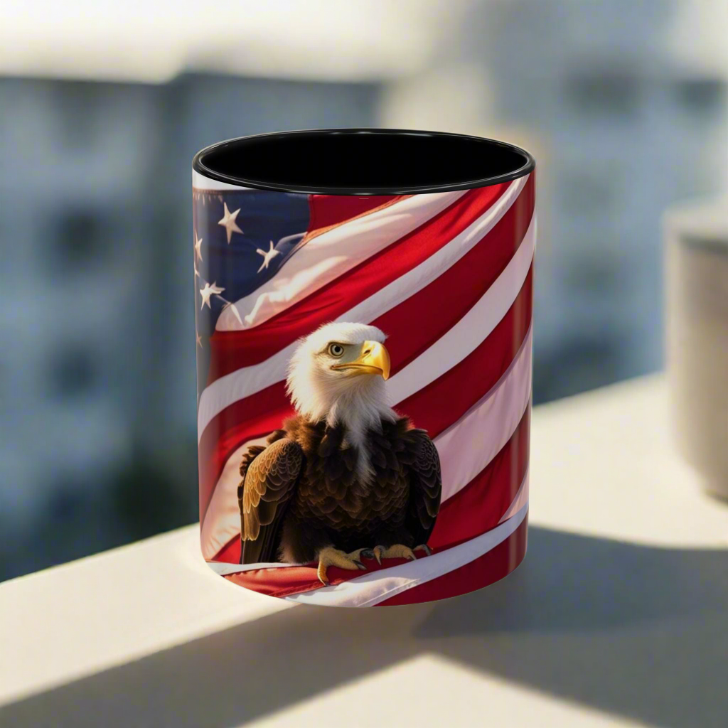 Patriotic Eagle Coffee Mug - Perfect USA Gift for Veterans, Independence Day, Memorial Day, Home Decor, Coffee Lovers