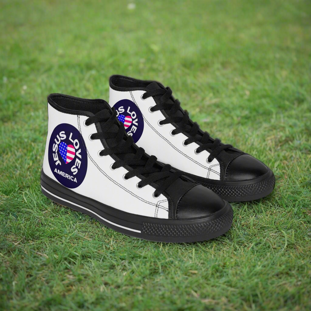 Jesus Loves America Classic Sneakers for Women | Stylish High-Top Shoes