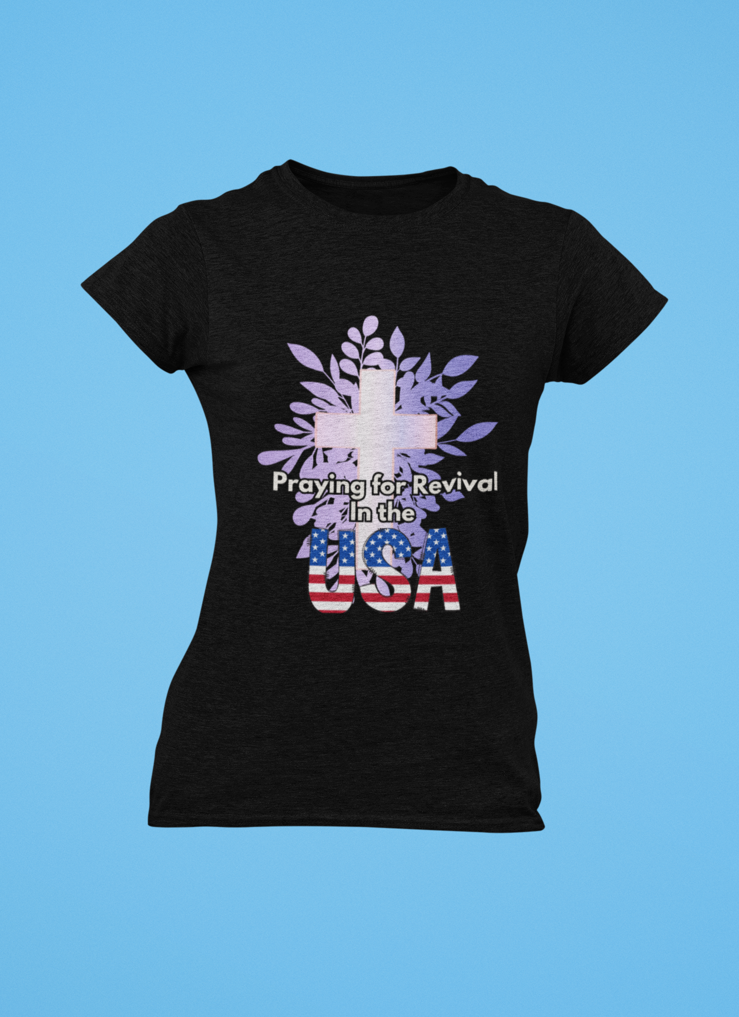 Praying for Revival V-Neck Tee - Unisex Short Sleeve Tee for Faith & Freedom