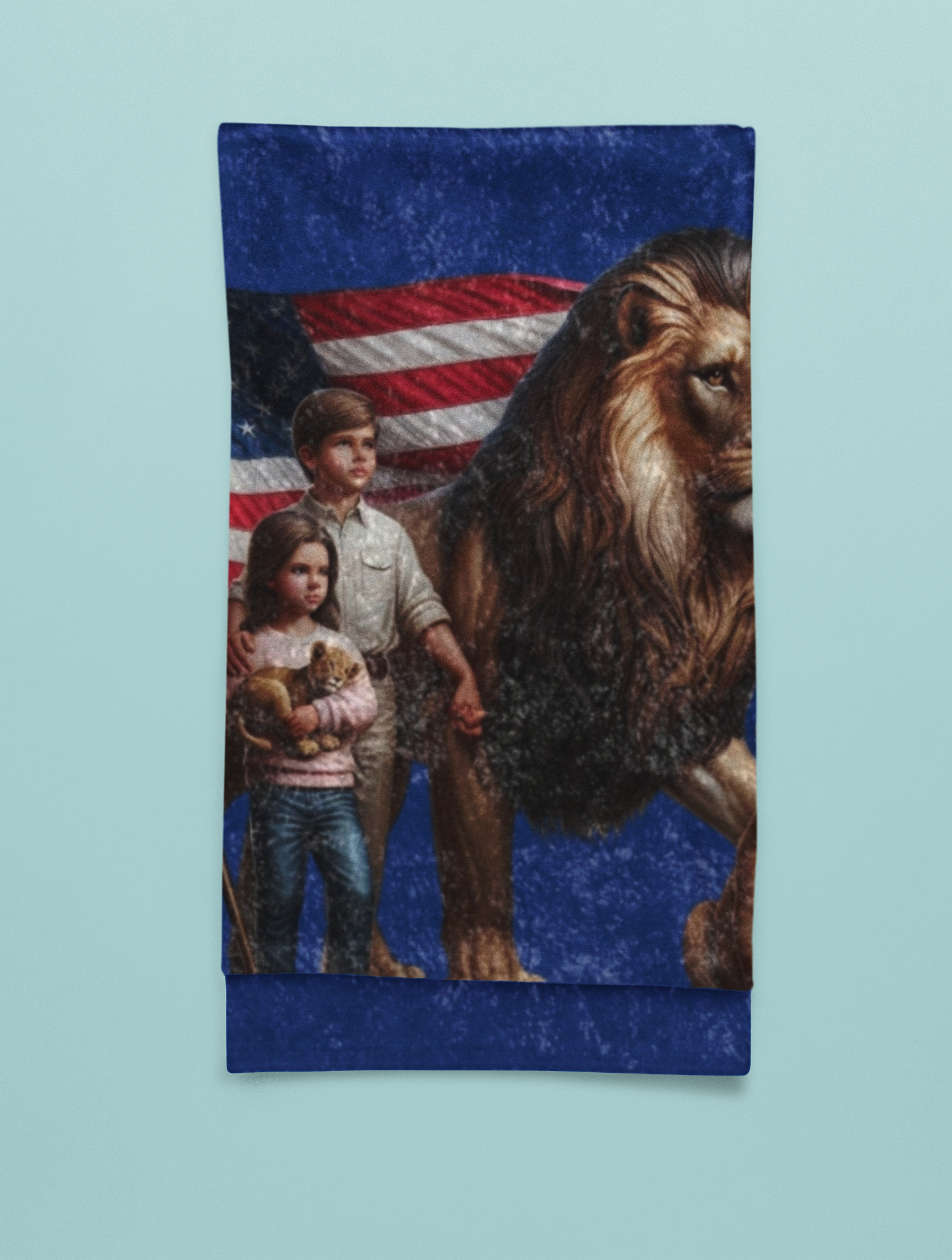 Crushed Velvet Blanket Children and Lion