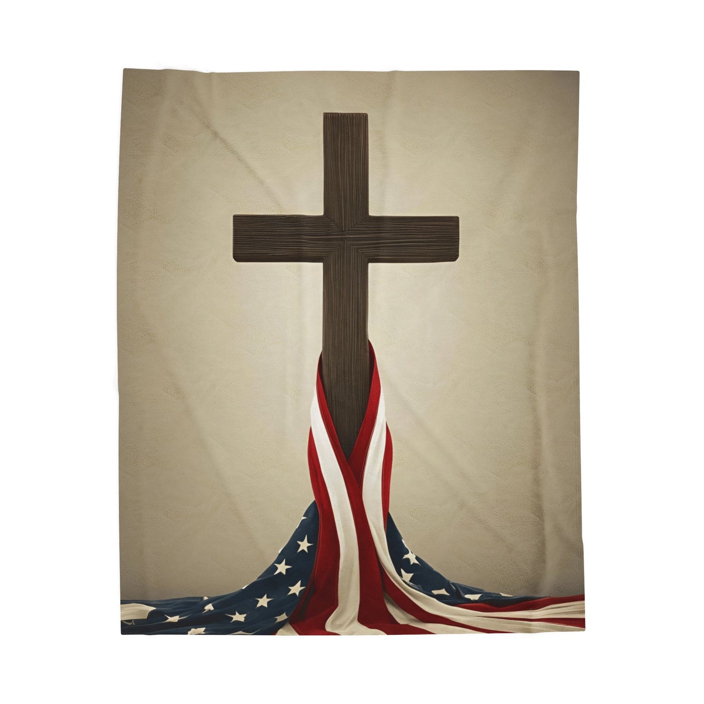 Christian Symbol American Flag Velveteen Plush Blanket