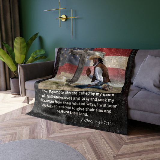 Inspirational Crushed Velvet Blanket - Faith & Patriotism Design