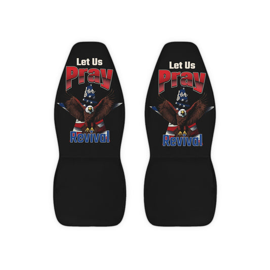 Pray for Revival Car Seat Covers, Polyester Car Interiors, Faith-Based Auto Accessories, Stylish Car Decor, Religious Gifts for Drivers