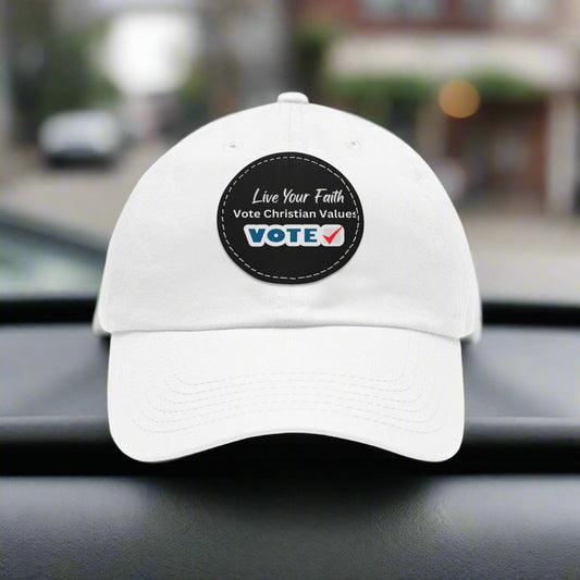 Dad Hat with Leather Patch (Round)