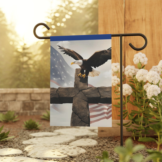 Patriotic Garden Banner with Eagle and Cross, Home Decor, Yard Art, Outdoor Decoration, Memorial Day, July 4th