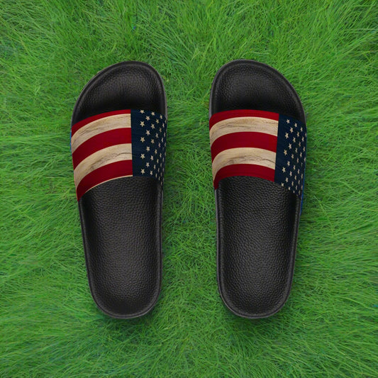 Patriotic Men's Slide Sandals - American Flag Design for Summer Comfort