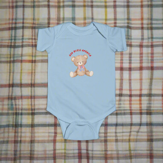 Teddy Bear- God Bless America  infant body suite