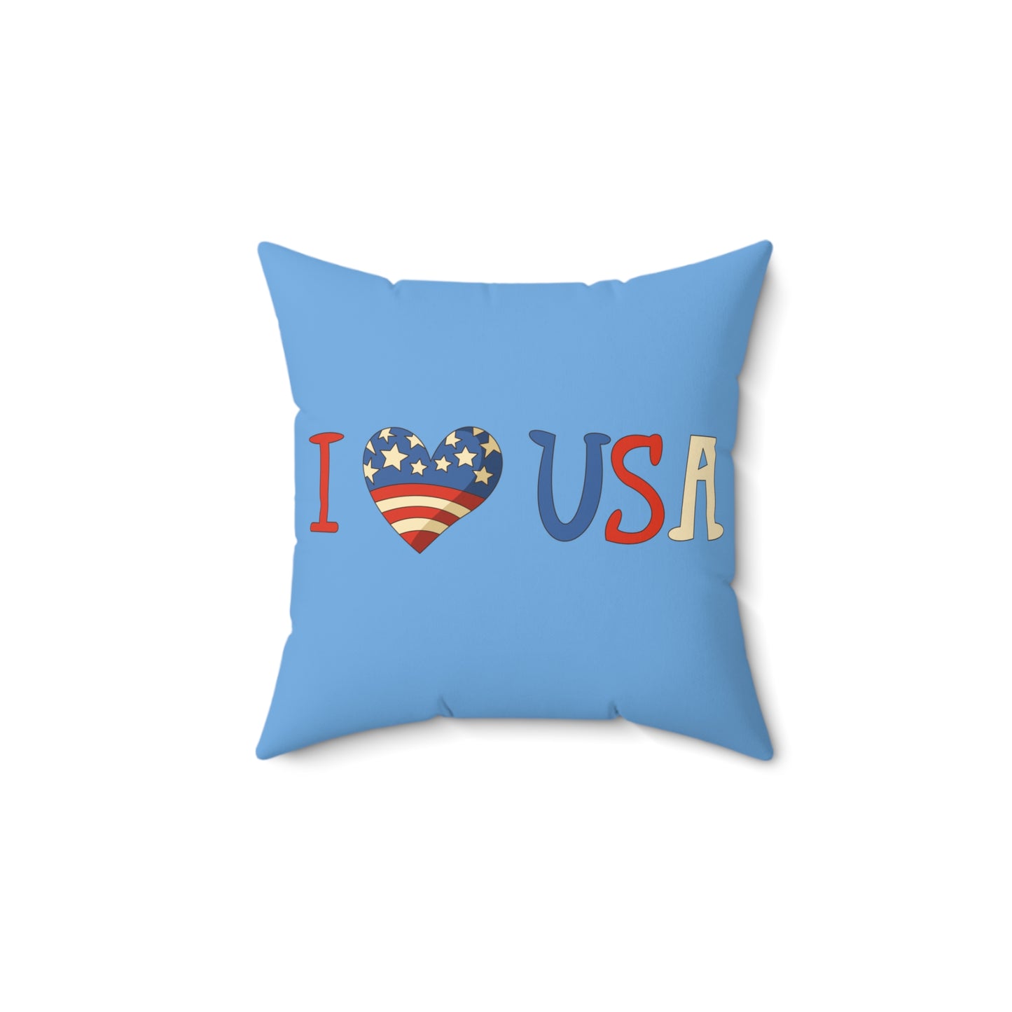 USA Love Spun Polyester Pillow, Decorative Cushion for Home, Patriotic Gift, 4th of July Decor, American Flag Pillow